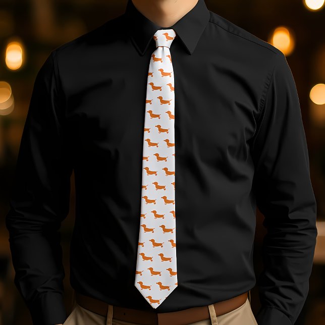 Corbata Patrón Dachshund Impresión de Perro Wiener Cute (Dachshund Pattern Cute Wiener Dog Print Neck Tie.Ideal for casual events, dog-themed parties.)
