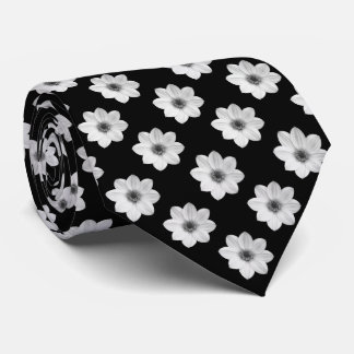 Corbata Patrón Dahlia - Blanco y negro