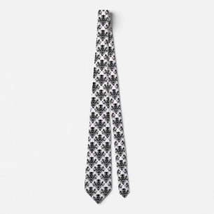Corbata Patrón Damask 02 - Negro sobre blanco