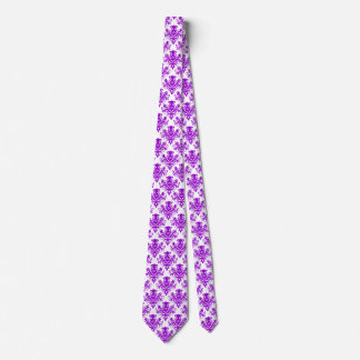Corbata Patrón Damask 02 - Purple on White