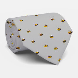 Corbata Patrón de abeja amarillo gris moderno sin soldadur