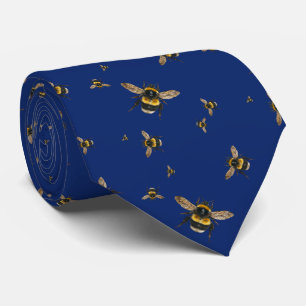 Corbata Patrón de abejas voladoras azul marino