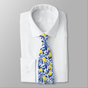 Corbata Patrón de acuarela azul de limón