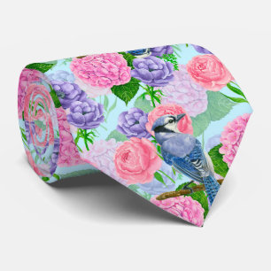 Corbata Patrón de acuarela azul y flores