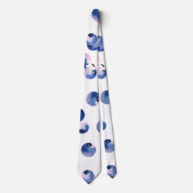 Corbata Patrón de acuarela de arándanos  (Anverso)