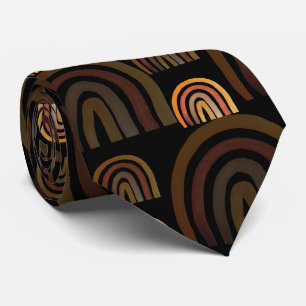 Corbata Patrón de Acuarela de Arcoíris Negro y Terroso