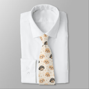 Corbata Patrón de acuarela de corazones de cachorros lindo