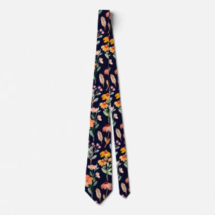 Corbata Patrón de acuarela de flor salvaje azul de la mari