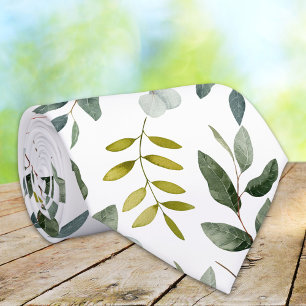 Corbata Patrón de Acuarela de Hojas Verdes Monogramadas