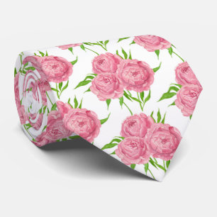 Corbata Patrón de acuarela de ramo de peonía