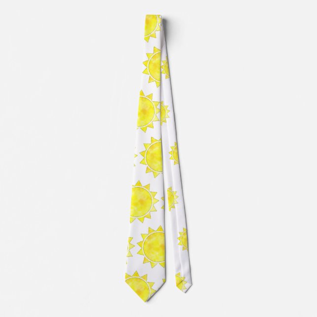 Corbata Patrón de acuarela de sol amarillo (Anverso)
