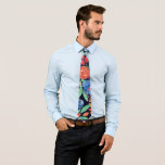 Corbata Patrón de acuarela floral azul de color azul de co<br><div class="desc">Este diseño artístico y moderno es perfecto para una mujer de moda. Naranja de coral pintado a mano, flores y hojas de coral rosadas, rojas, azules clásicas y verdes de helecho encima de un simple fondo azul marino oscuro. Es un diseño moderno, rústico, bonito, único y original. Estilizar con esta...</div>