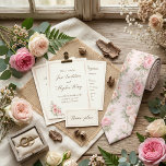 Corbata Patrón de acuarela floral pastel en marfil<br><div class="desc">Hermosa corbata floral de rosa suave rosa con delicadas flores y hojas verdes sobre un fondo de crema ligera. El patrón tiene un sentimiento suave, romántico y vintage que es perfecto para bodas. Es lo suficientemente elegante para el novio o los padrinos, pero sutil y de buen gusto para cualquier...</div>
