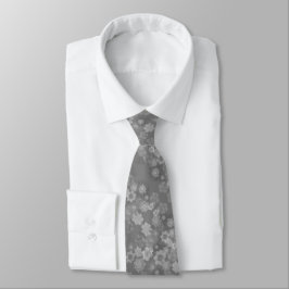 Corbata Patrón de acuarela floral retro gris blanco negro