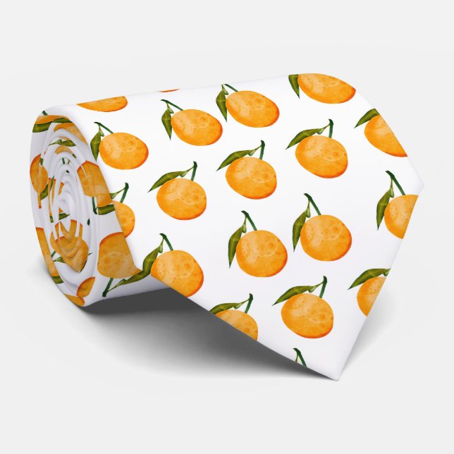 Corbata Patrón de acuarela naranja (Enrollado)