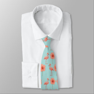 Corbata Patrón de acuarela paraíso flamenco rosa