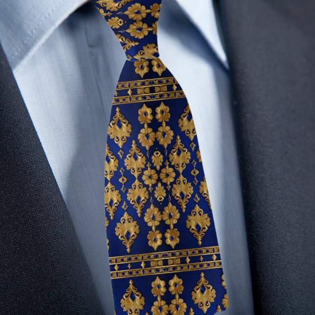 Corbata Patrón de adorno de oro sobre zafiro (Subido por el creador)