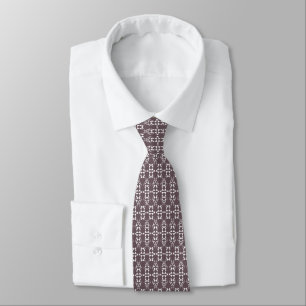 Corbata Patrón de adorno geométrico marrón y blanco