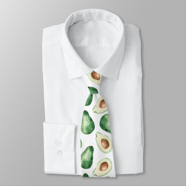 Corbata Patrón de aguacate acuarela (Atado)
