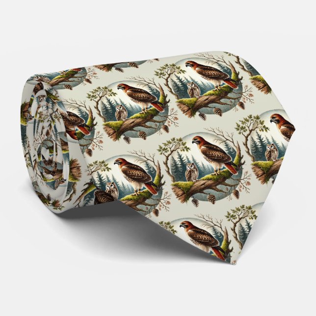 Corbata Patrón de águila búho con azulejos Cool (Enrollado)