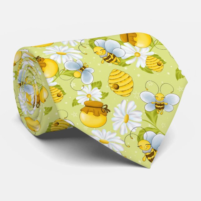 Corbata Patrón de alicatado de abejas de miel (Enrollado)