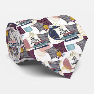 Corbata patrón de amantes de los libros con baldosas