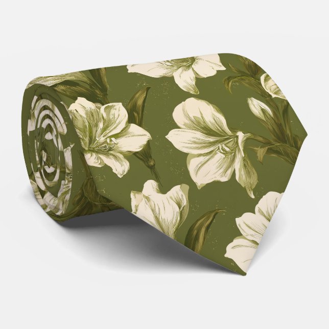 Corbata Patrón de Amaryllis Tío Boda  (Enrollado)