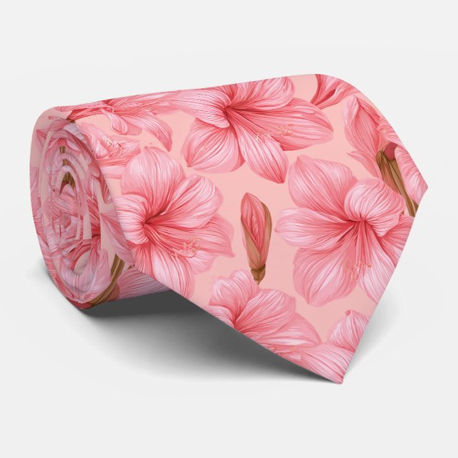 Corbata Patrón de Amaryllis Tío Boda Retro  (Enrollado)