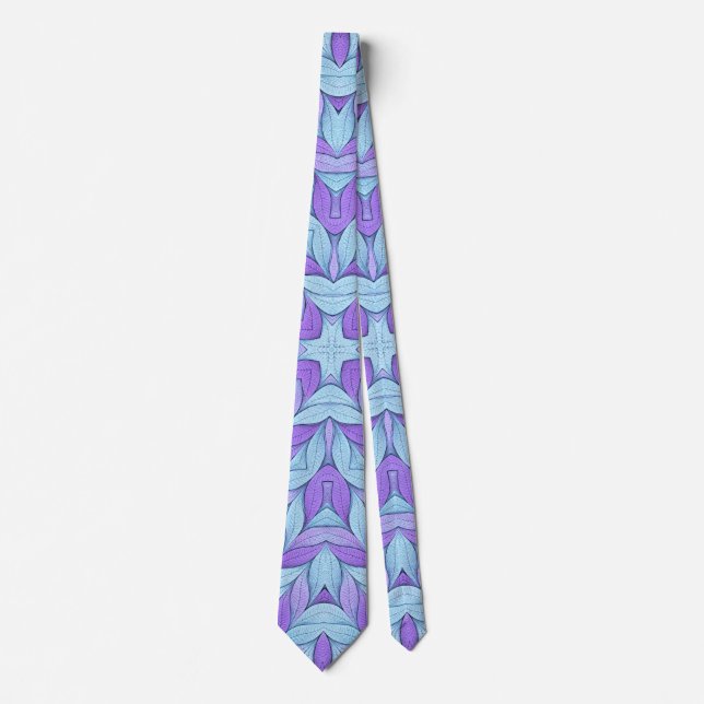 Corbata Patrón de amatista claro y aqua pálido (Anverso)