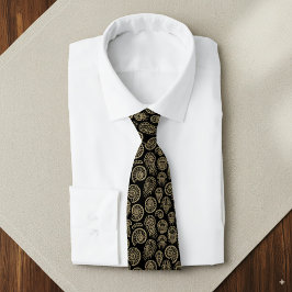 Corbata Patrón de amonita de trilobita beige vintage