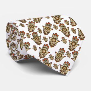 Corbata Patrón de amuleto abstracto Hamsa (Mano de Fatima)