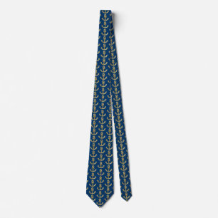 Corbata Patrón de anclas doradas