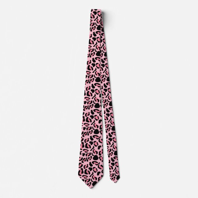 Corbata Patrón de animal de leopardo rosa moderno (Anverso)