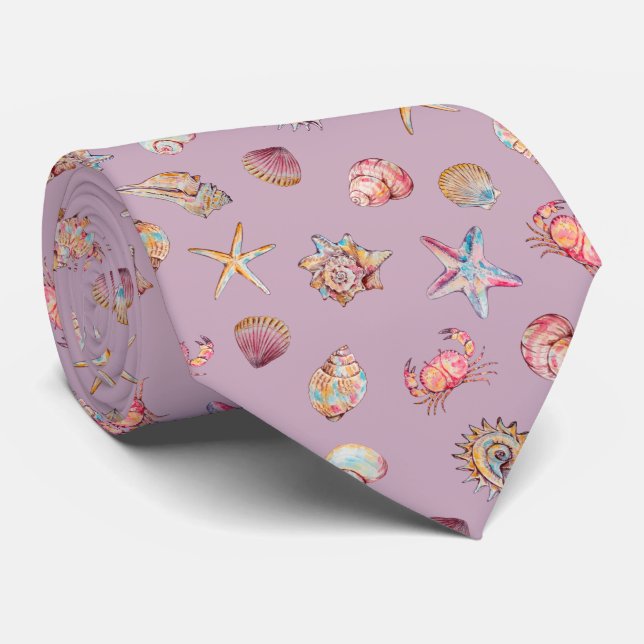 Corbata Patrón de animales marinos de acuarela (Enrollado)