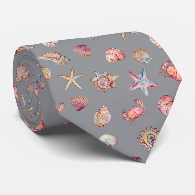 Corbata Patrón de animales marinos de acuarela (Enrollado)