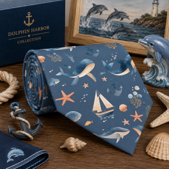 Corbata Patrón de animales marinos de acuarela (Subido por el creador)