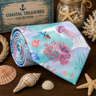 Corbata Patrón de animales marinos de acuarela