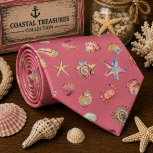 Corbata Patrón de animales marinos de acuarela