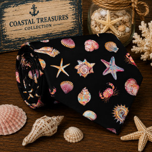 Corbata Patrón de animales marinos de acuarela