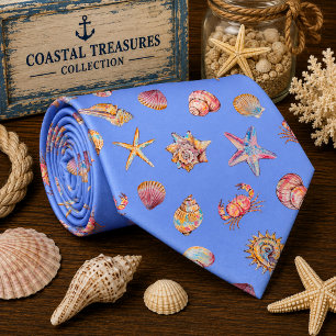 Corbata Patrón de animales marinos de acuarela