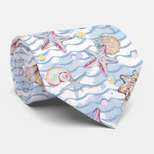 Corbata Patrón de animales marinos de acuarela