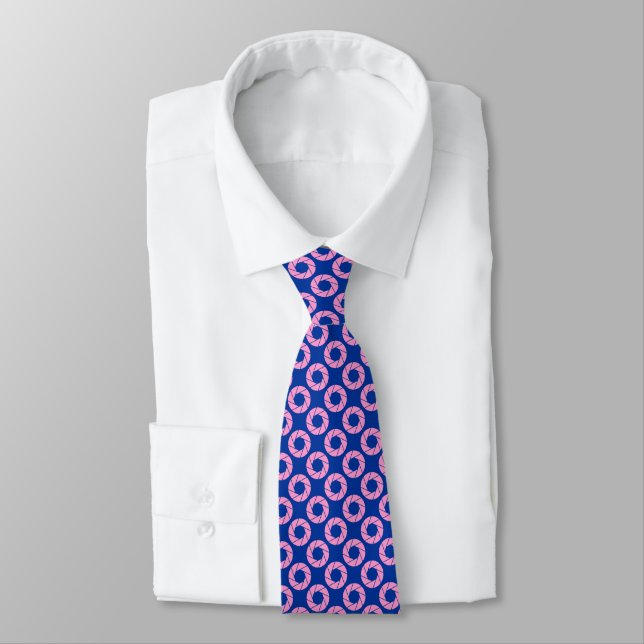 Corbata Patrón de apertura - Rosa en azul marino (Atado)