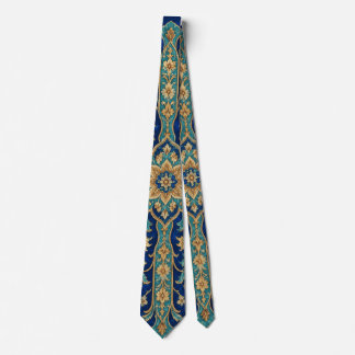 Corbata Patrón de arabesco floral persa azul real