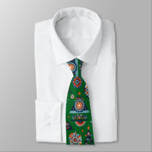 Corbata Patrón de árbol de navidad de invierno retro con c