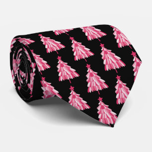 Corbata Patrón de árbol de Navidad negro rosa moderno