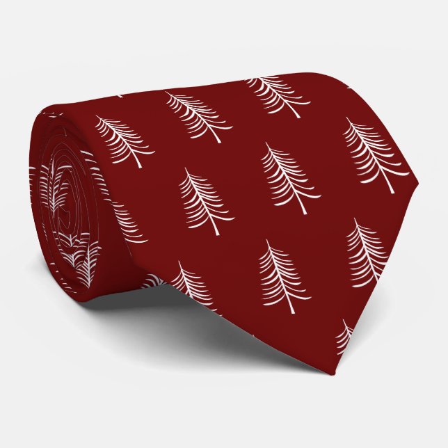 Corbata Patrón de árbol de navidad rojo simple moderno (Enrollado)