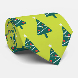 Corbata Patrón de árbol de navidad verde estrella blanca