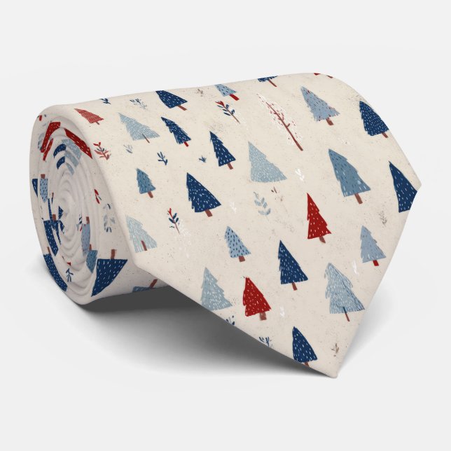 Corbata Patrón de árbol del bosque rústico moderno (Enrollado)