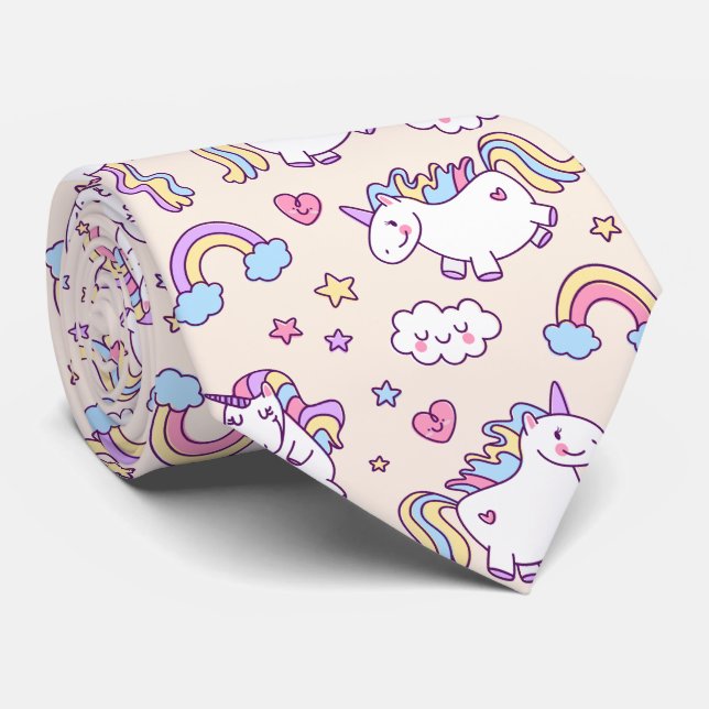 Corbata Patrón de arco iris de Kawaii chubby que vuela en  (Enrollado)