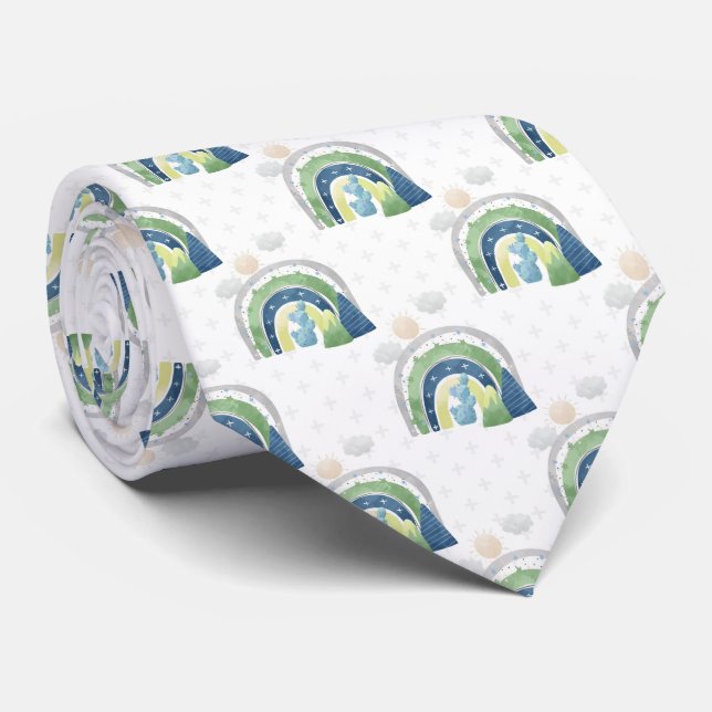 Corbata Patrón de Arcoíris en Acuarela (Enrollado)